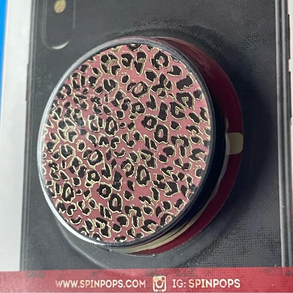 Gold Foil Leopard SpinPop: Phone Grip & Stand